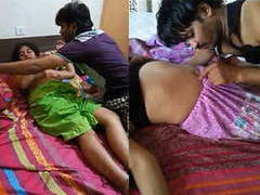 Desi Threesome Indian Randi Bhabhi Boobs pressing and romance