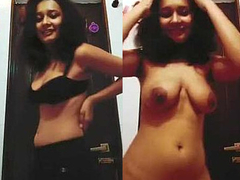 Cute Desi girl with massive natural breasts is stripping nude for her bf XXX