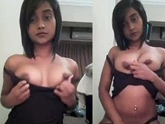 Phenomenal Desi teen with a cute face strips down her clothes and shows her XXX